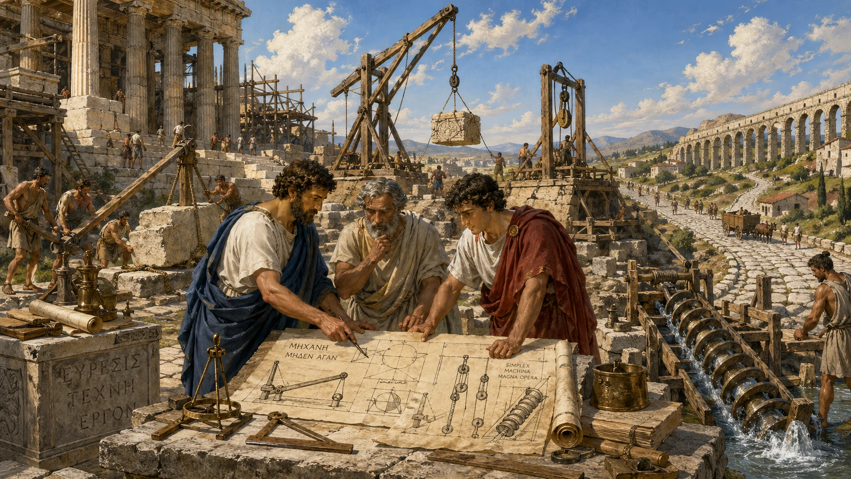 古代世界机械装置示意图
